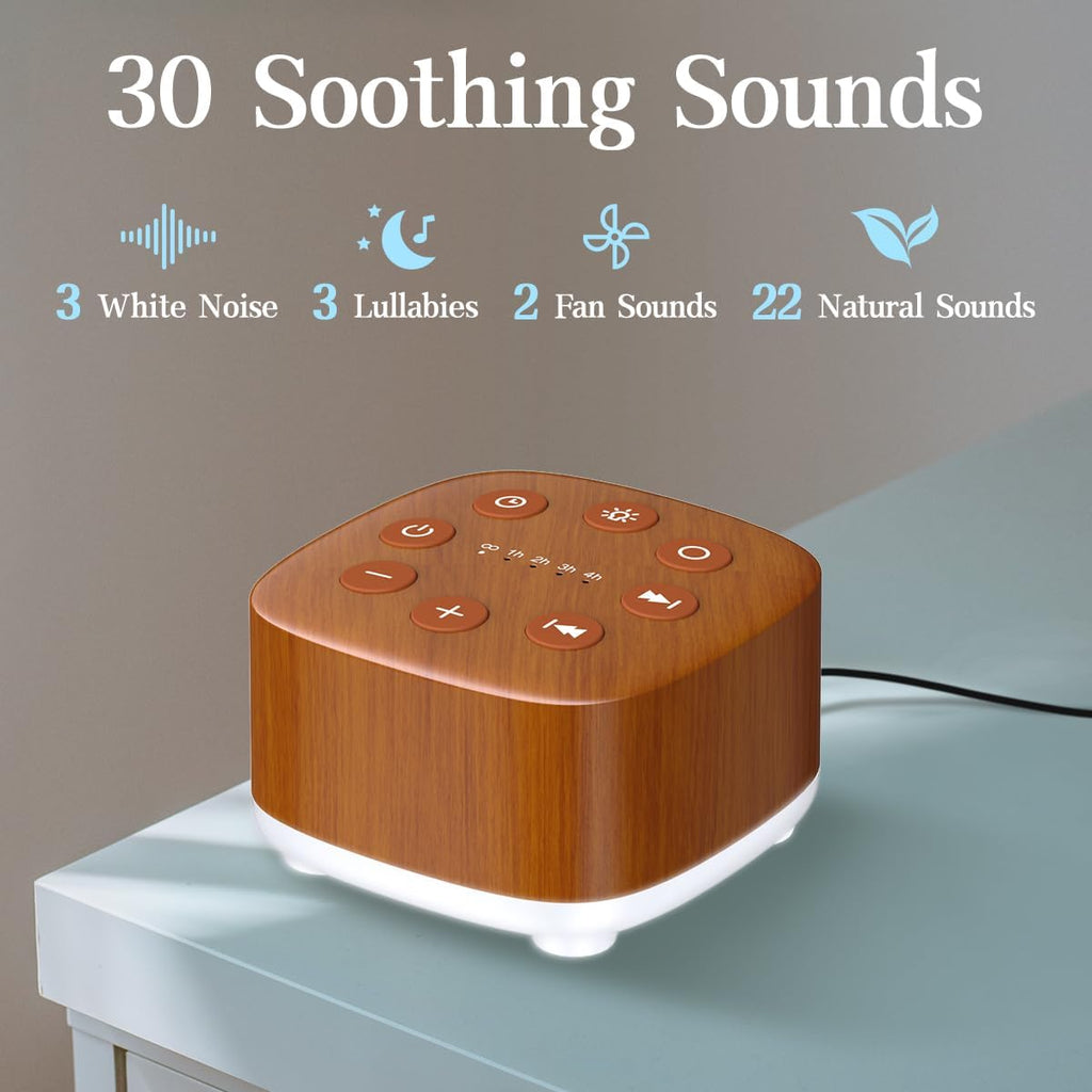 Meditation White Noise Machine Sound Machine 30 Soothing Sounds 12 Night Light 5 Auto-Off Timer Portable Sleep Machine for Travel Powered b…