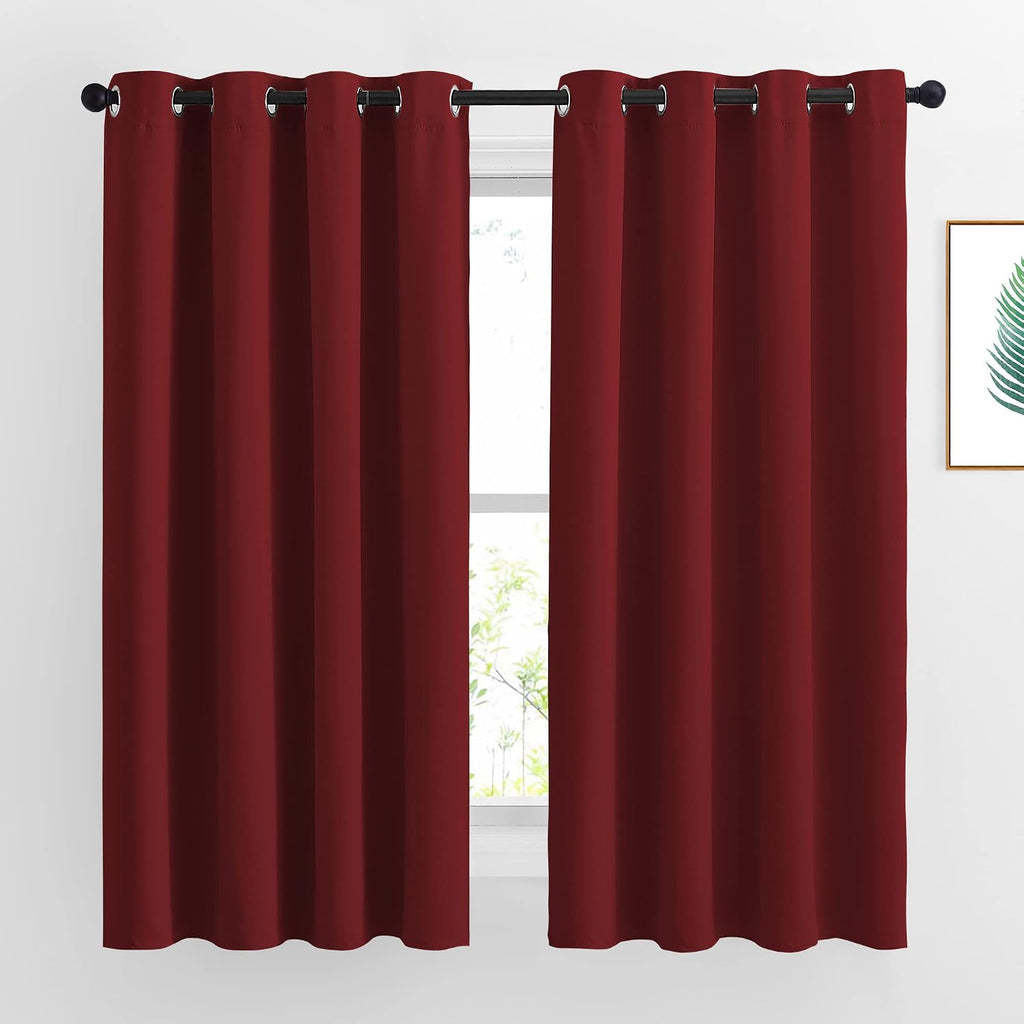 Nicetown Burgundy Red Blackout Draperies Curtains - Thermal Insulated Solid Grommet Blackout Curtains/Panels/Drapes for Present (1 Pair, 52…