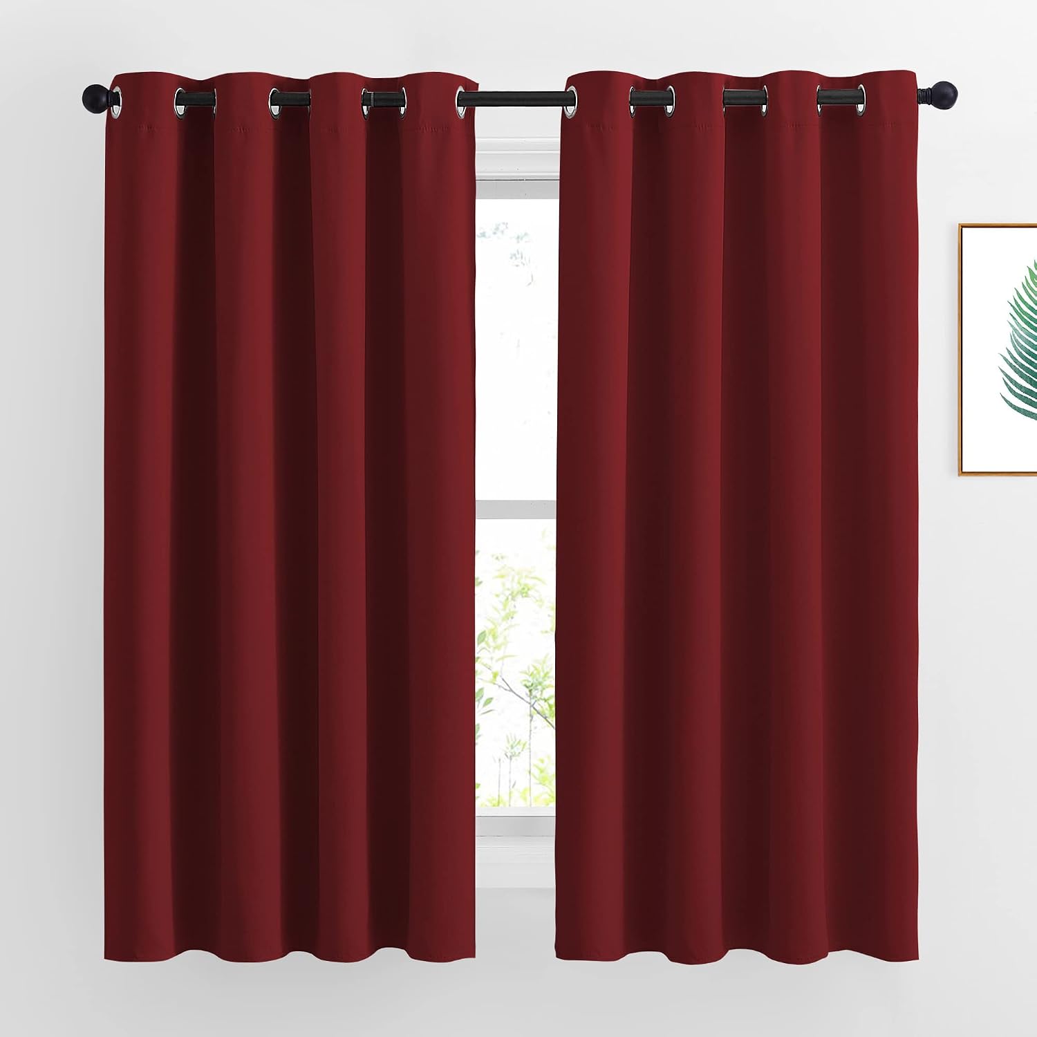 Nicetown Burgundy Red Blackout Draperies Curtains - Thermal Insulated Solid Grommet Blackout Curtains/Panels/Drapes for Present (1 Pair, 52…