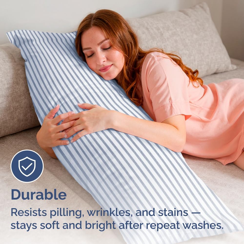 Body Pillowcases Set of 2-20x54 Long Body Pillow Case - Soft Body Pillow Cover for Sleeping & Side Sleepers - Comfy, Wrinkle & Fade Free…