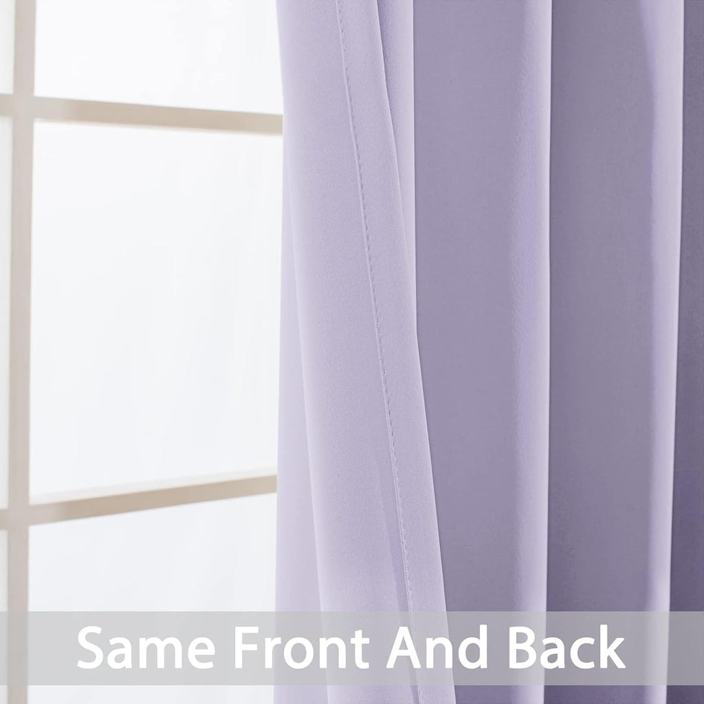 Yakamok Blackout Curtains Room Darkening Thermal Insulated Window Panels, Solid Grommet Top Drapes for Bedroom/Living Room(42Wx72L, Lilac…