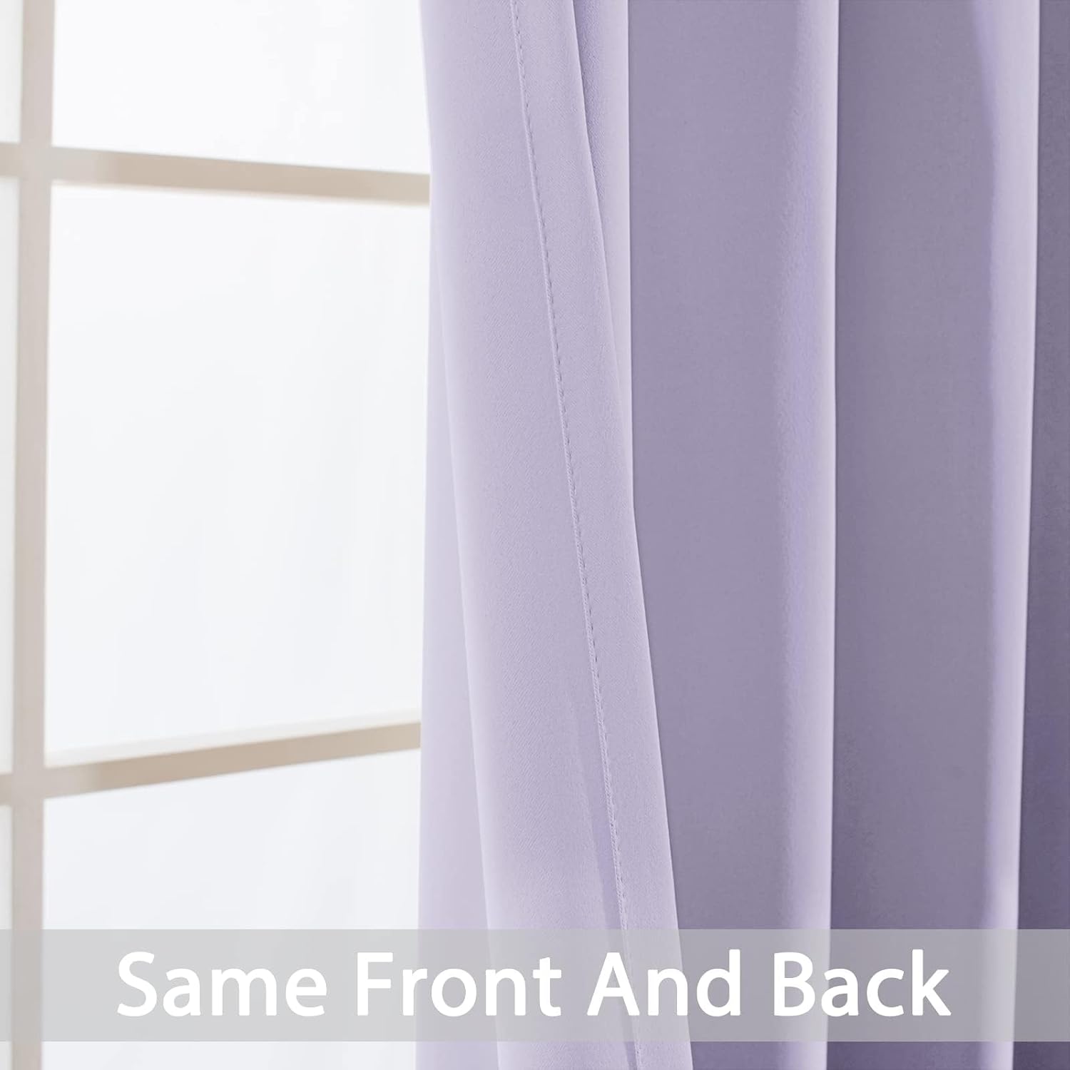 Yakamok Blackout Curtains Room Darkening Thermal Insulated Window Panels, Solid Grommet Top Drapes for Bedroom/Living Room(42Wx72L, Lilac…