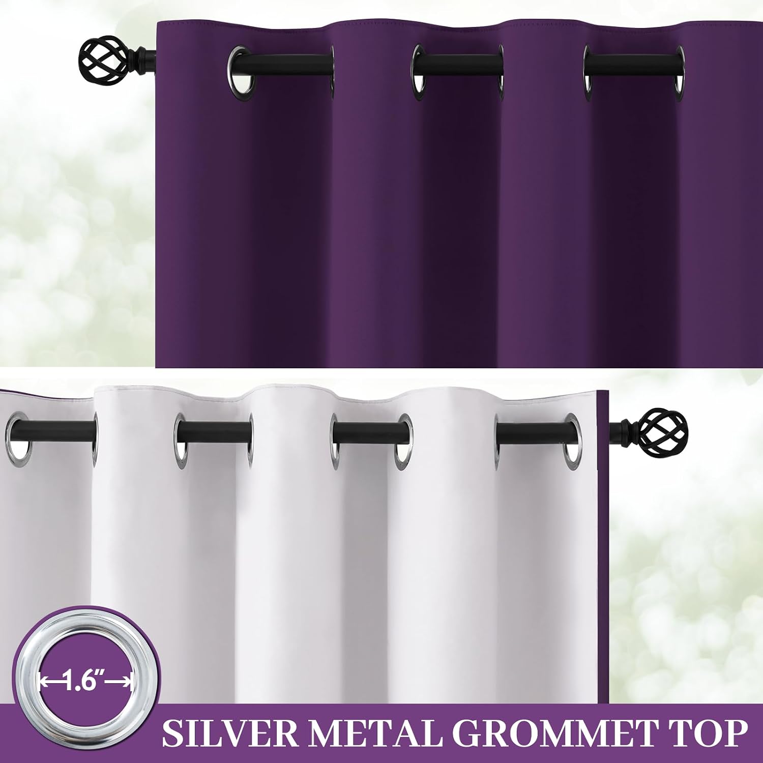 Yakamok 100% Blackout Curtain Panels 63 inches Cold and Light Blocking Drapes for Nursery, 2 Thick Layers Thermal Insulated Draperies (2 Pi…