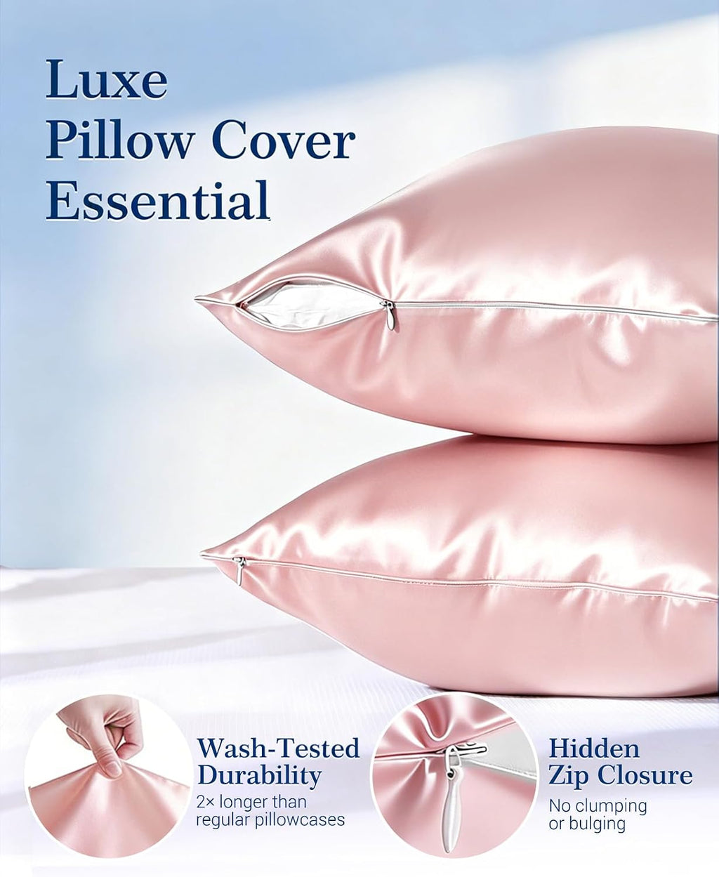 Elegear Cooling Pillow Cases Set of 2 for Hot Sleepers, Softer Than Silk Pillow Cases for Hair & Skin, Upgraded Arc-Chill Cooling Satin…