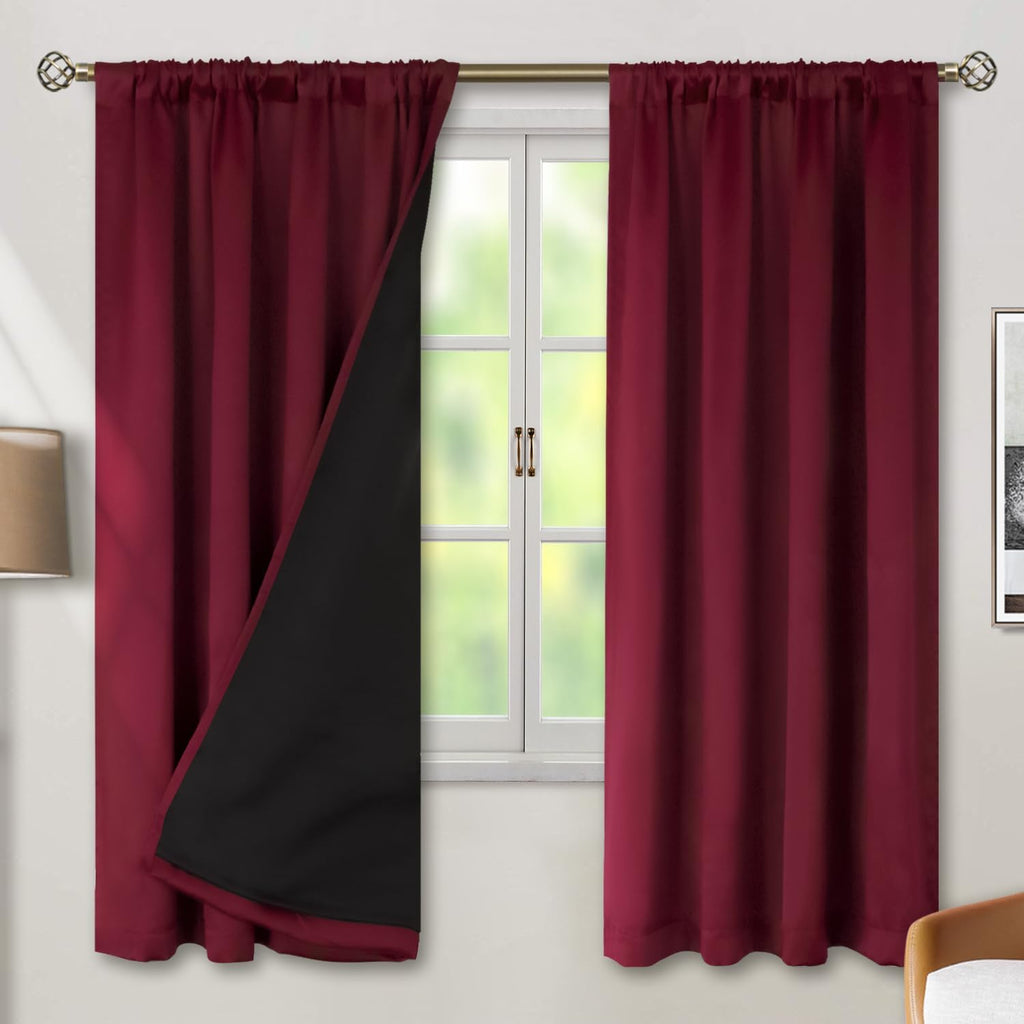 BGment Full Blackout Curtains with Insulated Lining Curtains 72 Inches Long, Rod Pocket and Back Tab Double Layer Room Darkening Window…