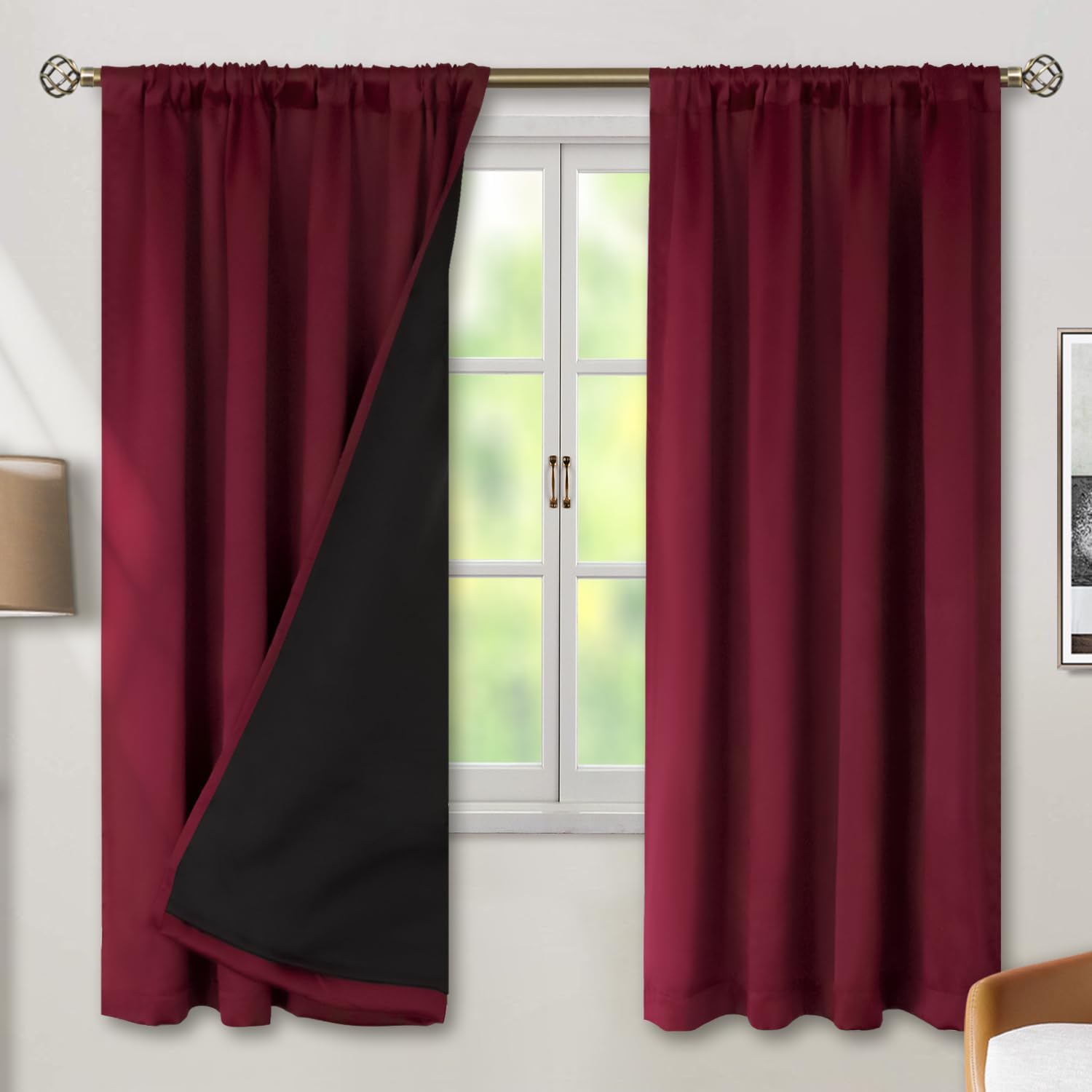 BGment Full Blackout Curtains with Insulated Lining Curtains 72 Inches Long, Rod Pocket and Back Tab Double Layer Room Darkening Window…