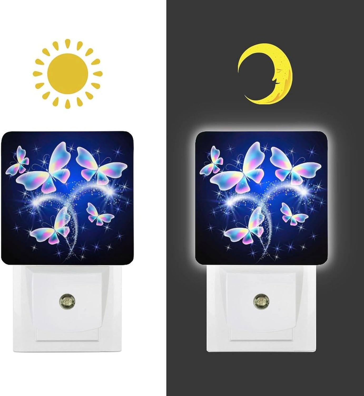 YKJAHSD Butterfly Night Light, Plug into Wall Decor Nightlights for Bedroom, Bathroom, Hallway, Kitchen, with Dusk to Dawn Light Aut…
