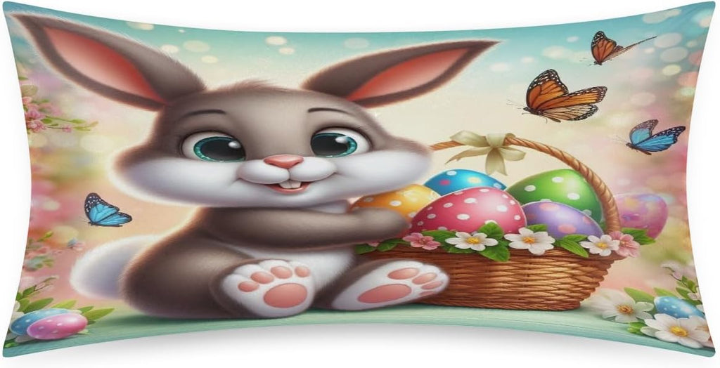 Happy Easter110 Satin Silk Pillowcase for Hair and Skin Pillow Cases Standard Size Soft Silk Pillow Case with Envelope Closure Print…