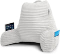Nestl Reading Pillow with Shredded Memory Foam, Luxe Cut Plush Back Pillow for Sitting Up in Bed, Back and Arms Adjustable Support for…