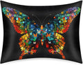 Color Animal Butterfly Autism Satin Pillowcase for Hair and Skin Soft Silk Pillow Cases with Envelope Closure Cooling Pillow Case Slip…