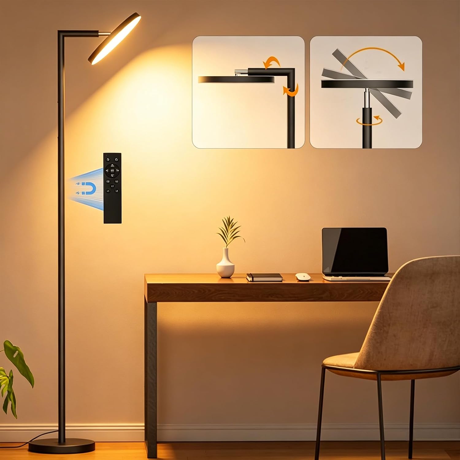 Super Bright LED Floor Lamp, Torchiere Floor Lamp with Remote & Touch Control, 4 Color Temps and 32W 3000LM, 69" Tall Standing Lamp with…