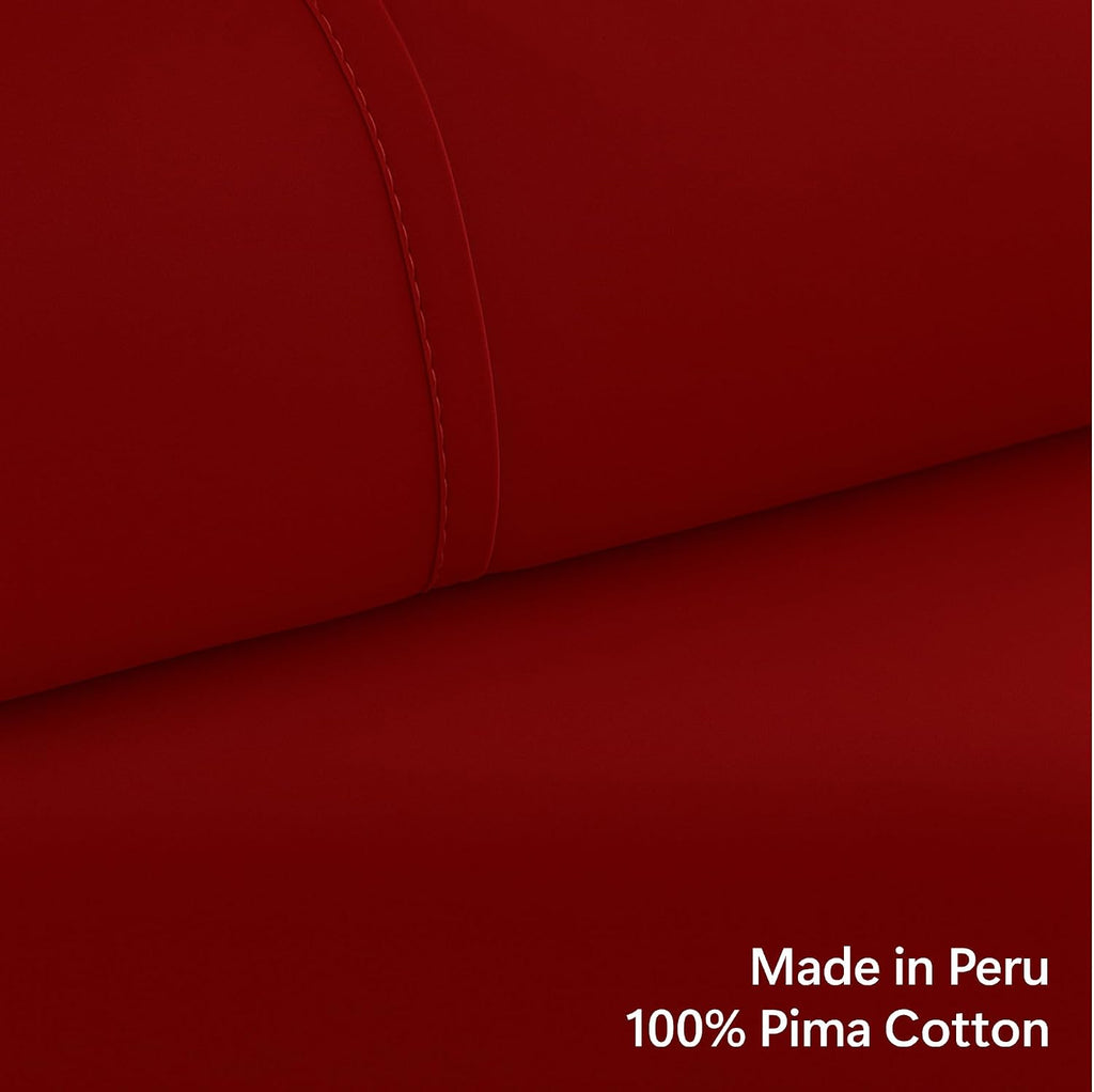 Perupima Peru Pima 285 Thread Count Percal King Sheet Set - 100% Peruvian Pima Cotton, 4 Piece (Flat, Fitted, 2 Pillowcases) - Cooling, Cri…