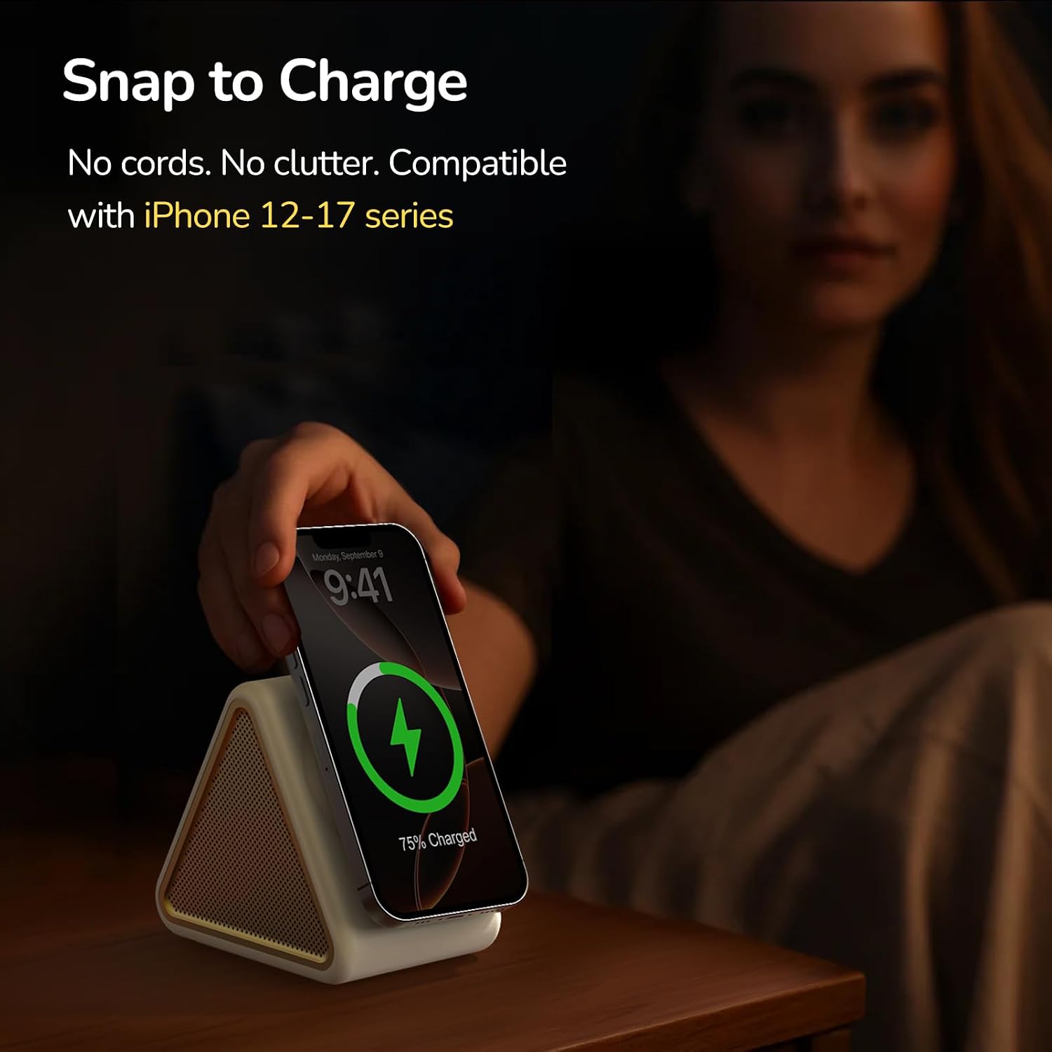 Housbay Sound Machine with Magnetic Wireless Charger for iPhone, 2-in-1 Design for Clutter-Free Nightstand, Dual-Speaker Stereo Sound for…