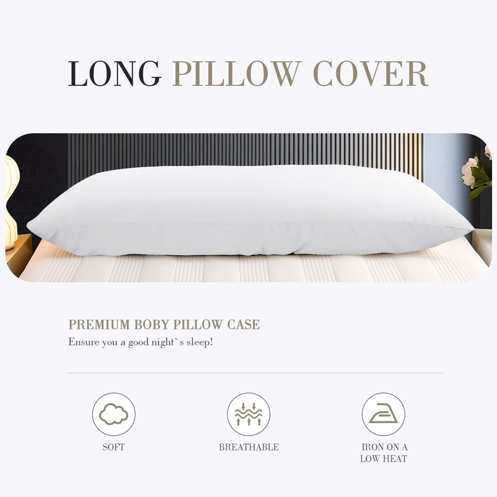 WishSmile Body Cooling Pillowcase Long Pillow Case Breathable Cool Silky Soft Rayon Derived from Bamboo Fabric, Hair and Skin Friendly, Whi…
