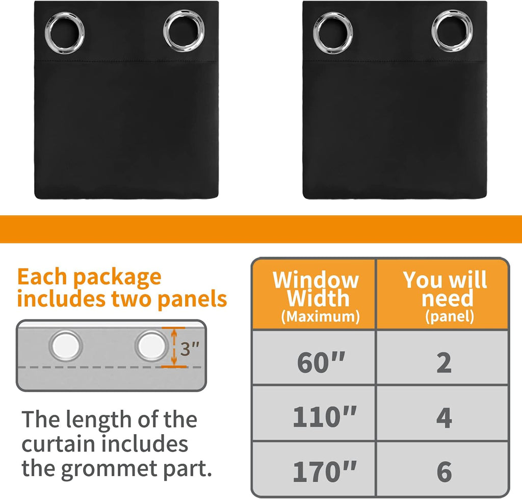 YoungsTex 54 Inch Length Blackout Curtains for Bedroom - Short Thermal Insulated Drapes with Grommet Room Darkening Privacy for Office Livi…