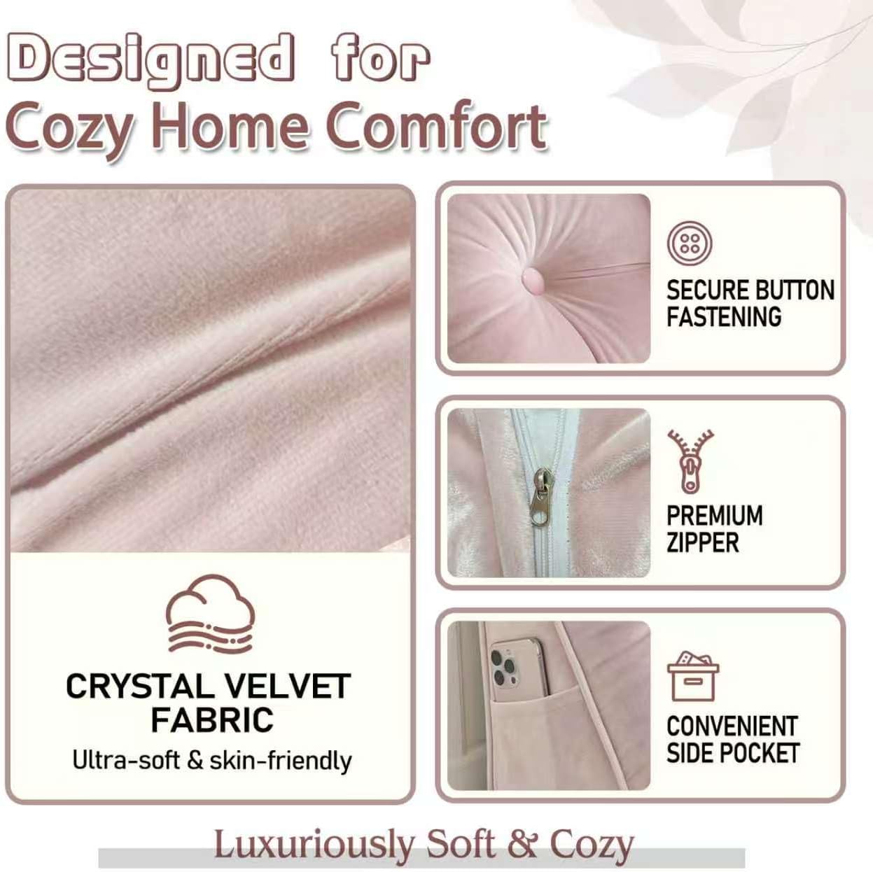 Scnut Headboard Pillow Queen, Triangle Wedge Pillow for Headboard, Ergonomic Backrest Cushion for Reading Sitting Working Removable Crystal…