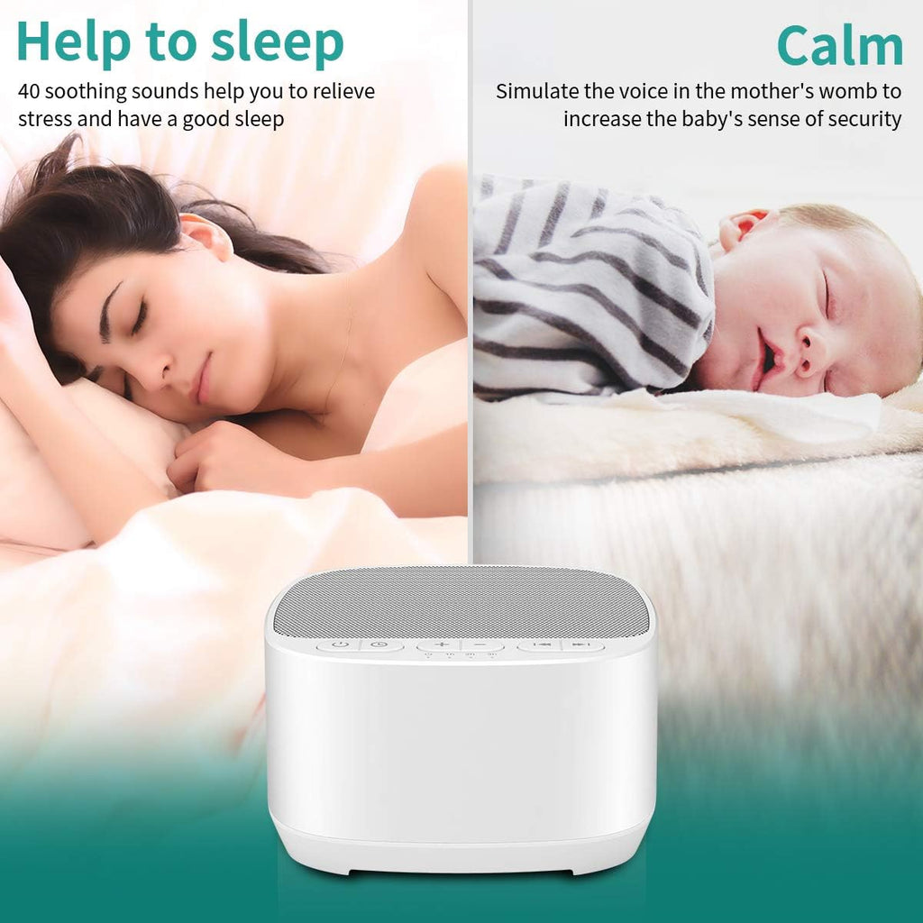 Magicteam Sleep Sound White Noise Machine with 40 Natural Soothing Sounds and Memory Function 32 Levels of Volume Powered by AC or USB and…