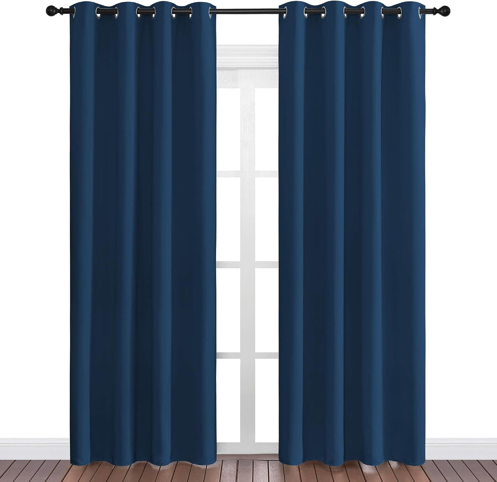 Nicetown Moroccan Blue Blackout Curtains 86" Long, 55" Wide, 2 Pieces for Office, Dining Room, Guest Room - Sound Reducing, Heat and Cold B…