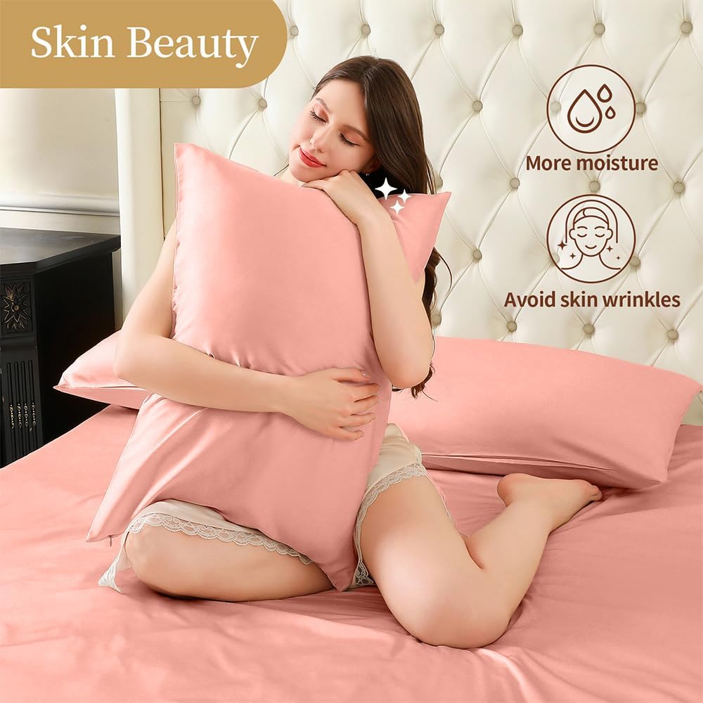 Mulberry Silk Pillowcase for Hair and Skin Standard Size 20"X 26" with Hidden Zipper, Softer Than Silk Pillow Cases Queen Smooth Cooling…