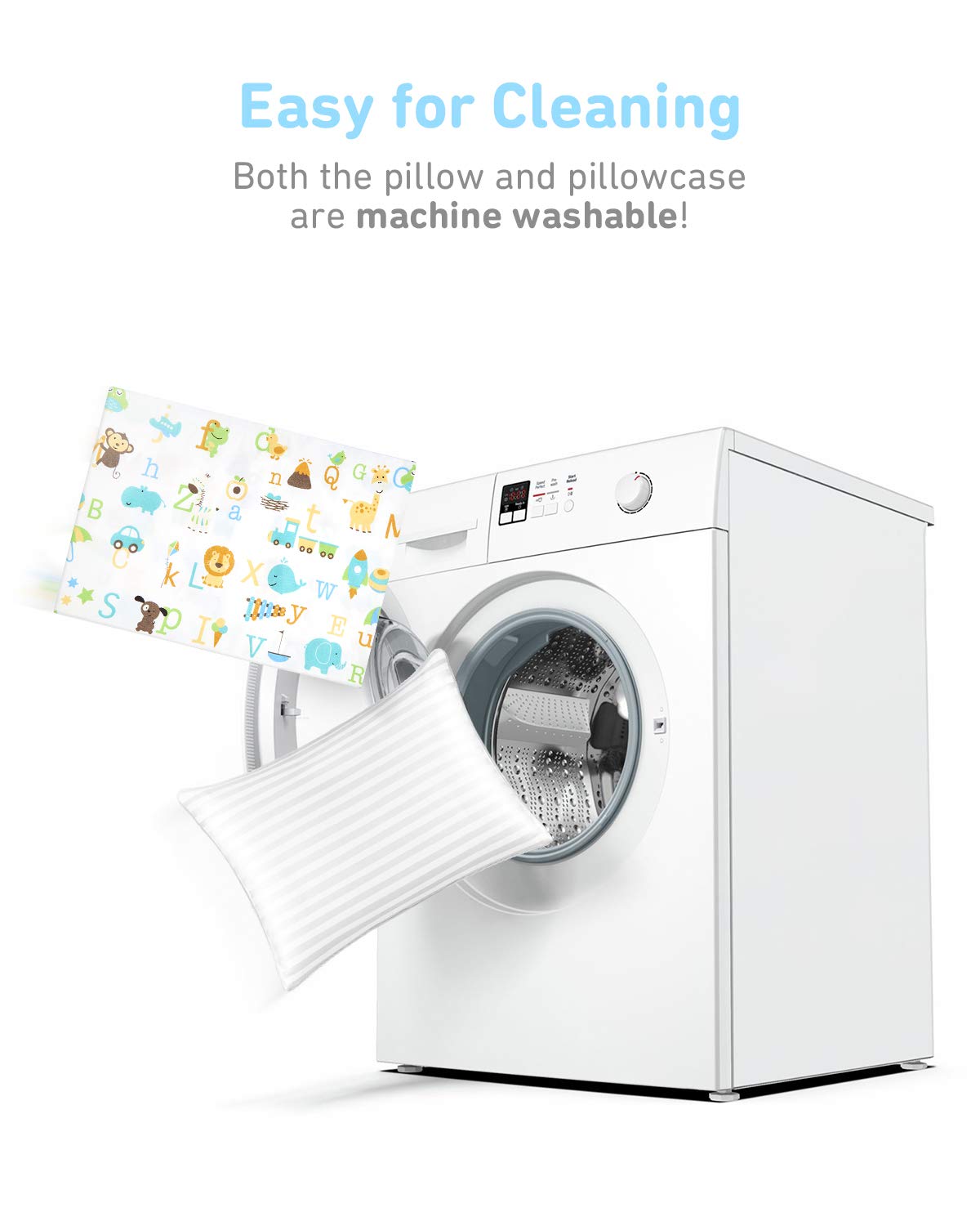 Babebay Toddler Pillow,13x18 Toddler Pillows for Sleeping, Machine Washable Kids Pillow with Soft Cotton Pillowcase, 1 Pack 1 Pack 18 inche…
