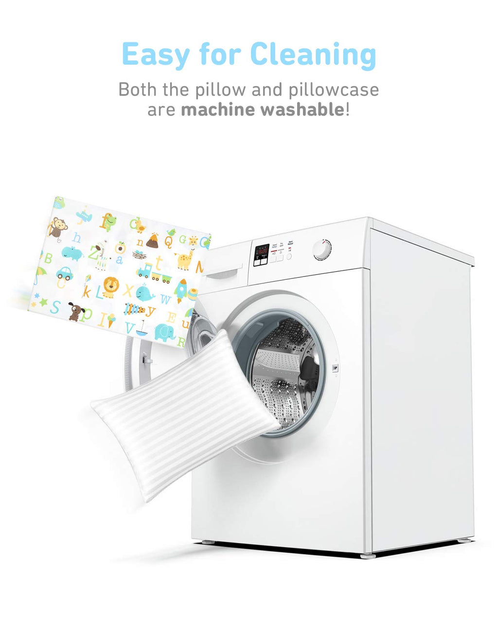 Babebay Toddler Pillow,13 x 18 Kid Pillows for Sleeping, Machine Washable Kids Pillow with Soft Cotton Pillowcase, Perfect for Travel, Todd…