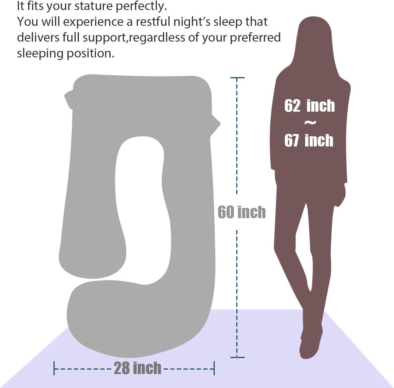 Battop Pregnancy Pillow for Sleeping, Full Body Pillow for Pregnancy Women with Removable Cover, 57 Inch Maternity Pillow, Support for Back…