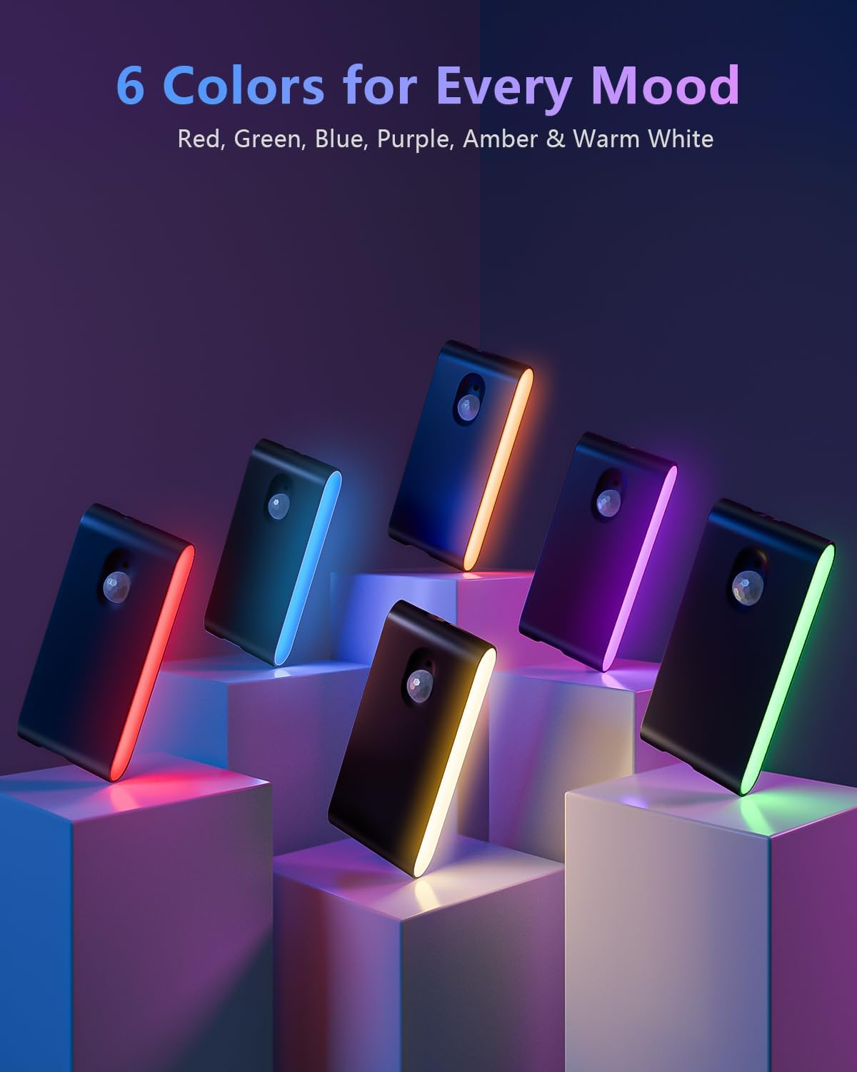 Willed Motion Sensor Light Indoor, RGB & Warm White Motion Sensor Night Light, Rechargeable Stair Lights Indoor, Color Changing Night Light…