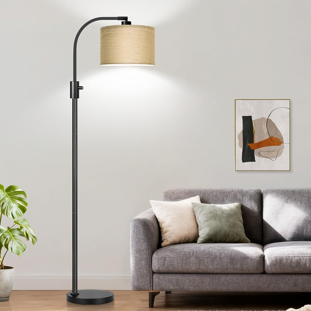 Nintiue Upgraded Modern Arc Dimmable Tall Standing Floor Lamp with Champagne Shade, 1200 Lumens LED Bulb Included, for Living & Reading…
