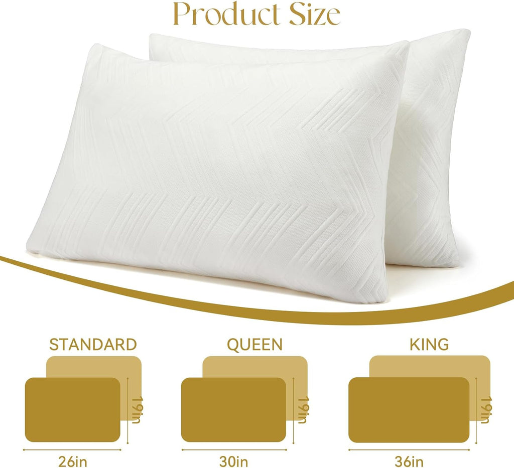 Yagamo Adjustable Pillow, Standard Size Bed Pillows for Sleeping 2 Pack, Shredded Memory Foam Pillows - Medium Firm and Supportive B…