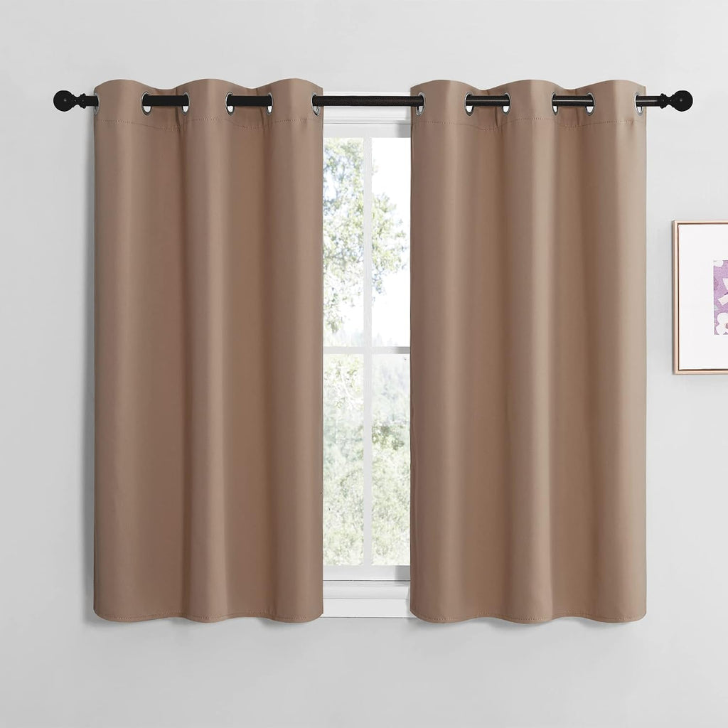 NICETOWN Room Darkening Curtain Panels for Cafe, Thermal Insulated Grommet Room Darkening Draperies/Drapes for Window (Cappuccino, 2…