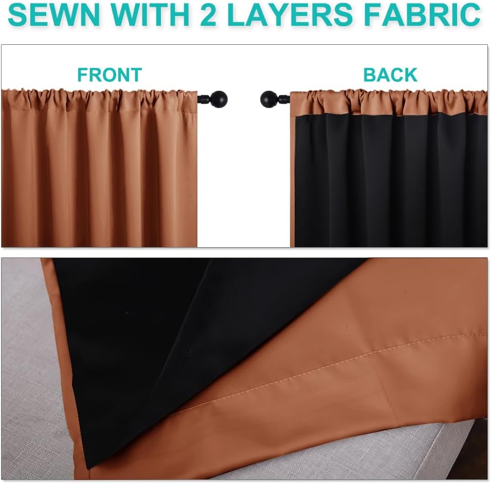 Nicetown 100% Blackout Curtains for Living Room, Privacy Protection & Noise Reducing Drapes, Black Lined Window Treatment Panels for Patio…