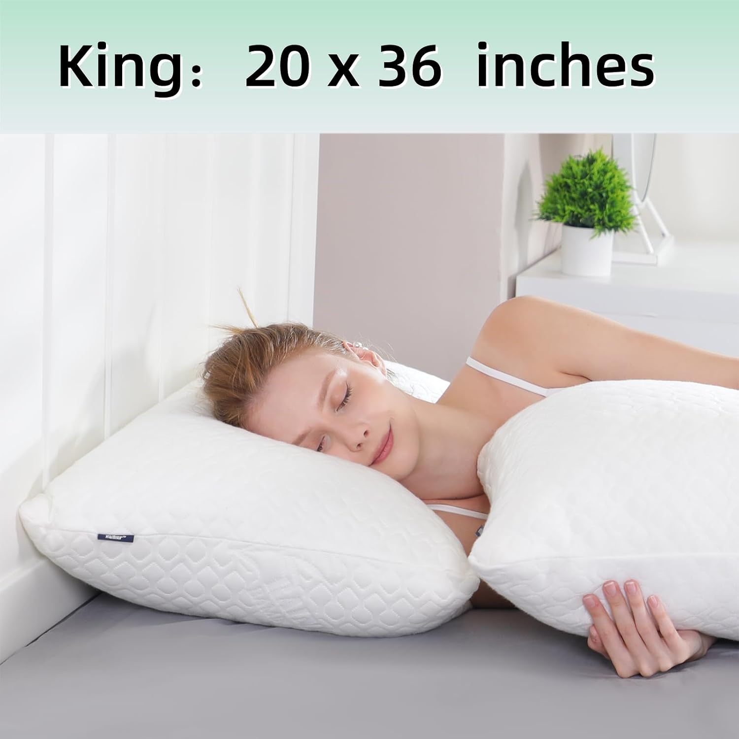 Rainmr Shredded Memory Foam Pillows for Sleeping, Adjustable Pillows King Size Set of 2, Good for Side, Back Sleeper with Washable…