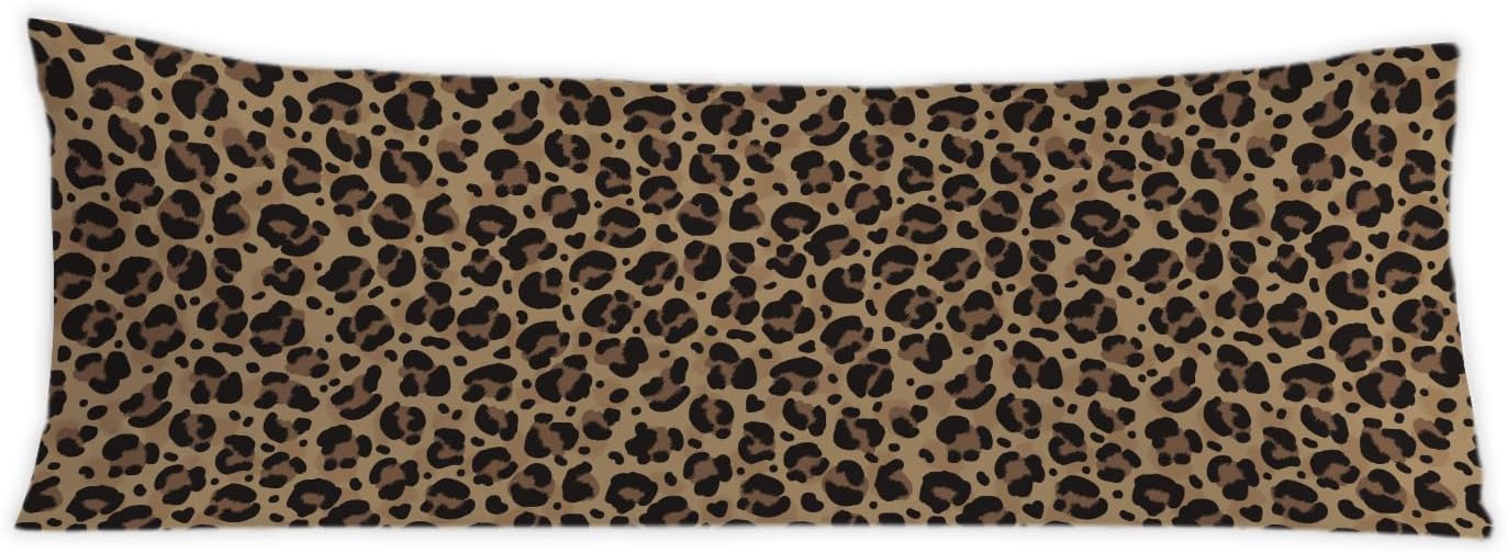 Leopard Print 20x54 Body Pillow Cover, Cheetah Print Room Decor, Trendy Wild Animal Print Aesthetic Decorative Long Body Pillow Cases for…
