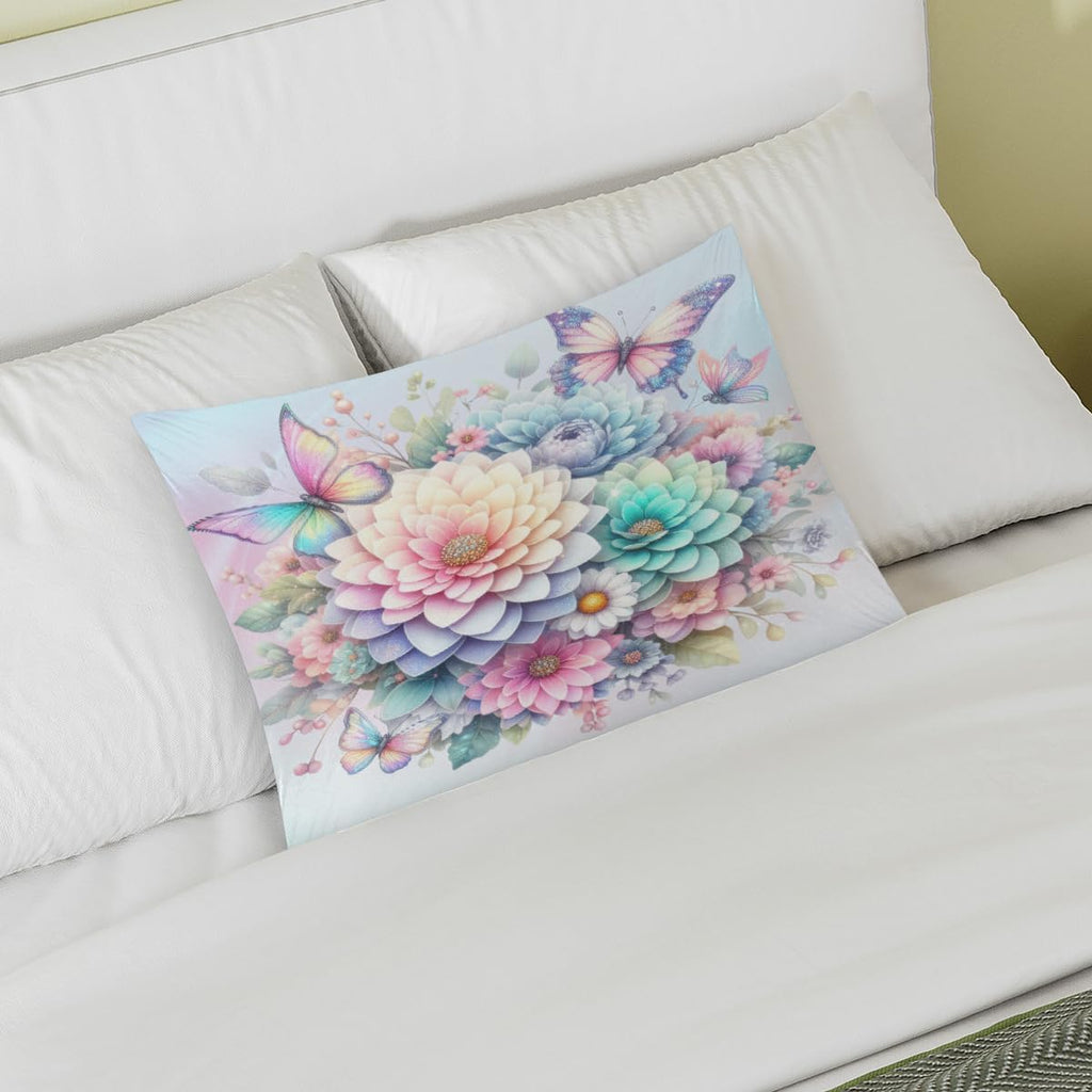 Satin Pillowcase for Hair and Skin Color Butterfly Flower Soft Silk Pillow Case with Envelope Closure Cooling Pillow Cases Slip Standard…