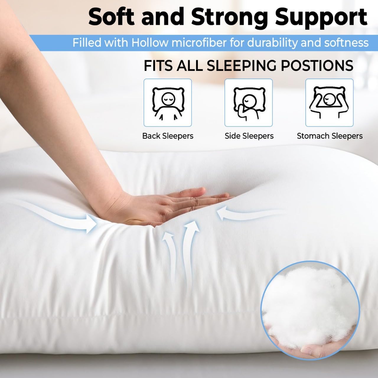 QUBA LINEN Queen Size Bed Pillows - Set of 2, Medium Density, Soft and Supportive for Back, Side, and Stomach Sleepers (Queen (Pack of…