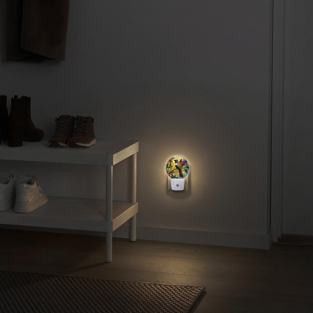 LED Night Lights Lamp with Dusk to Dawn Sensor, Colorful Hummingbird Perched On Branch Night Light Plug Into Wall for Kids Room, Bedroom…