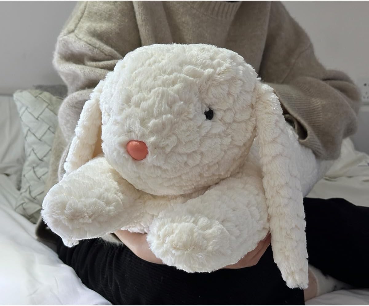 Rabbit Plush Pillow, Rabbit Stuffed Animal, Rabbit Plush Long Body Pillow Gift for Kids Adults (White,47 inch)