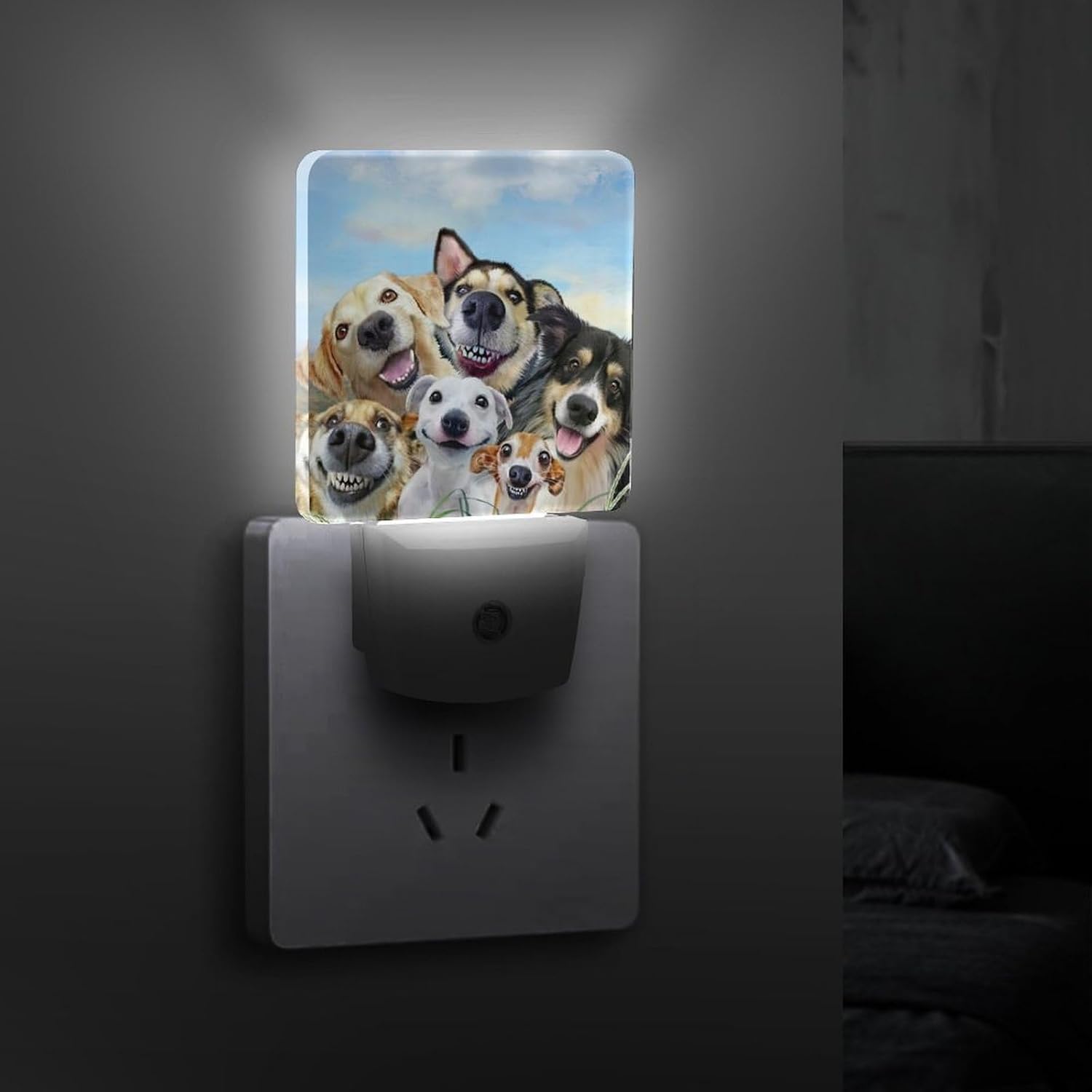 YKJAHSD Cute Dog Night Light, Plug into Wall Decor Nightlights for Bedroom, Bathroom, Hallway, Kitchen, with Dusk to Dawn Light Auto…