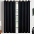 Yakamok Black Out Curtains 63 Inch Length for Bedroom-Black Thermal Insulated Drapes with Grommets Top Window Treament Curtain for Living…