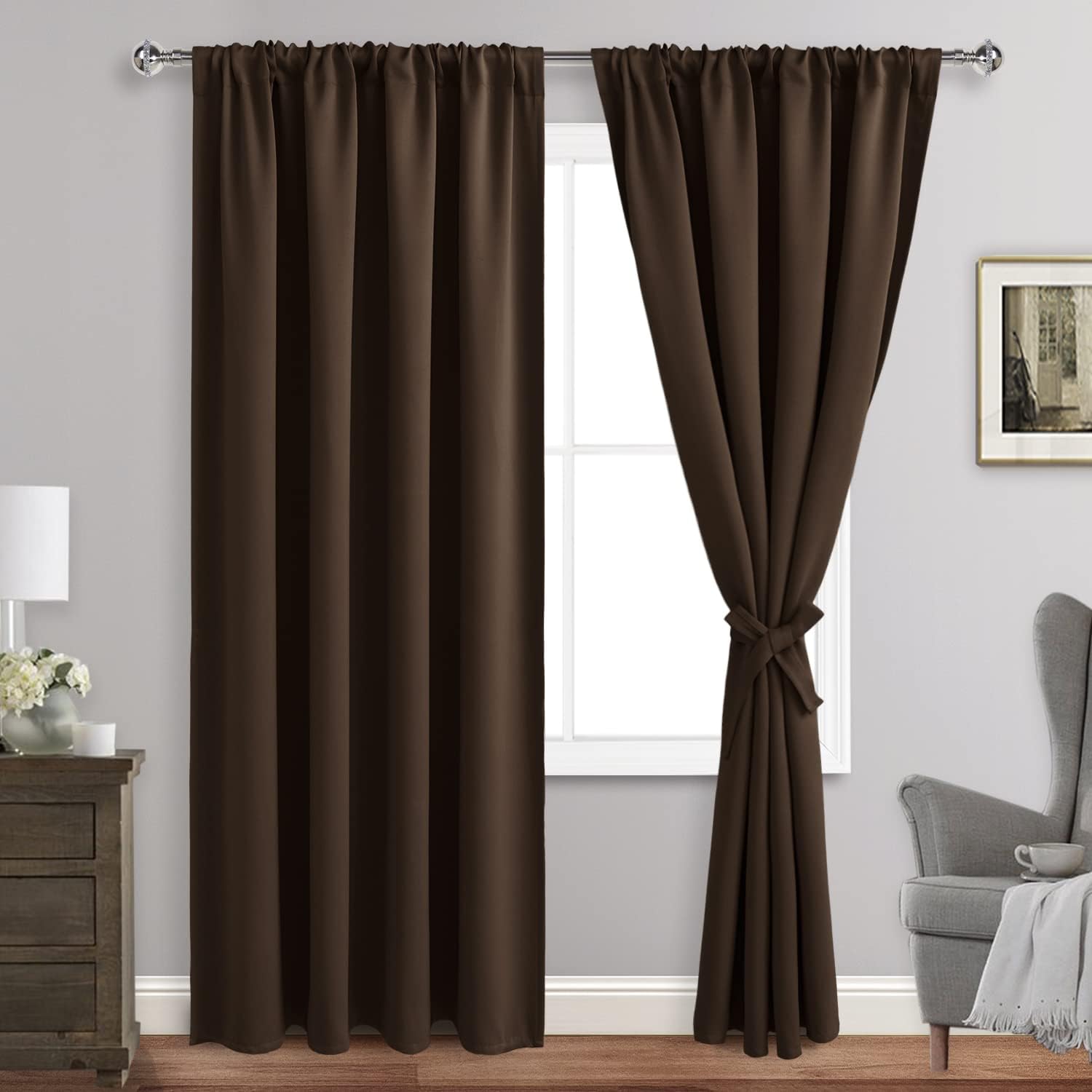 Jiuzhen Blackout Curtains for Bedroom - Thermal Insulated Room Darkening Noise Reducing, 52 x 84 Inch Length Curtains for Living Room, Set…
