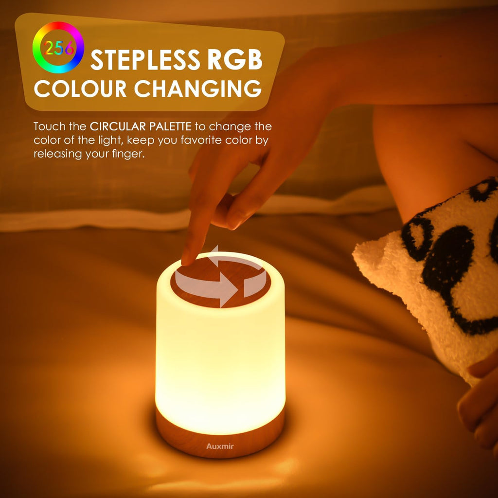 Auxmir Nursery Night Light for Baby, Rechargeable Touch Lamp for Breastfeeding & Diaper Changes, 256 RGB Colors 5 Brightness Levels, 1/2/3H…