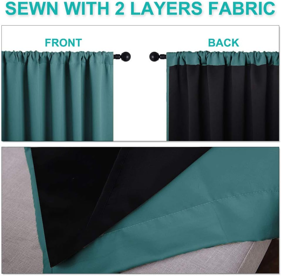 Nicetown 100% Blackout Curtain Panels, Thermal Black Liner Curtains for Nursery Room, Noise Reducing and Cold Blocking Drapes for Windows (…