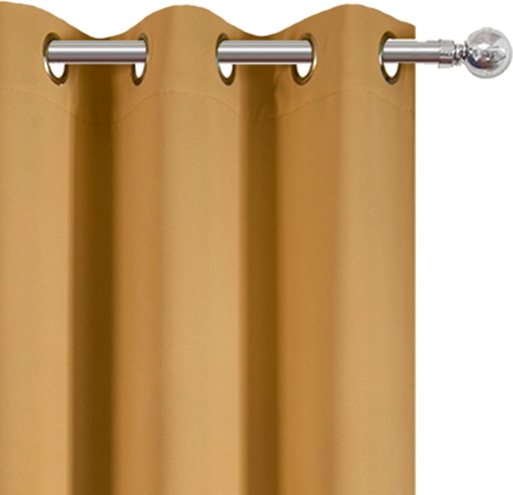 Lemomo Mustard Yellow Thermal Blackout Curtains/38 x 84 Inch/Set of 2 Panels Room Darkening Curtains for Bedroom 84 Inch silver