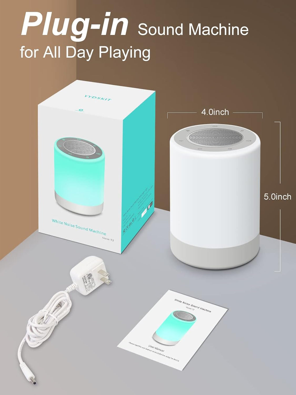 Sound Machine, White Noise Machine for Baby with Night Light, 32 High Fidelity Sounds, Plug in,5 Timers & Memory Feature, Noise Machine for…
