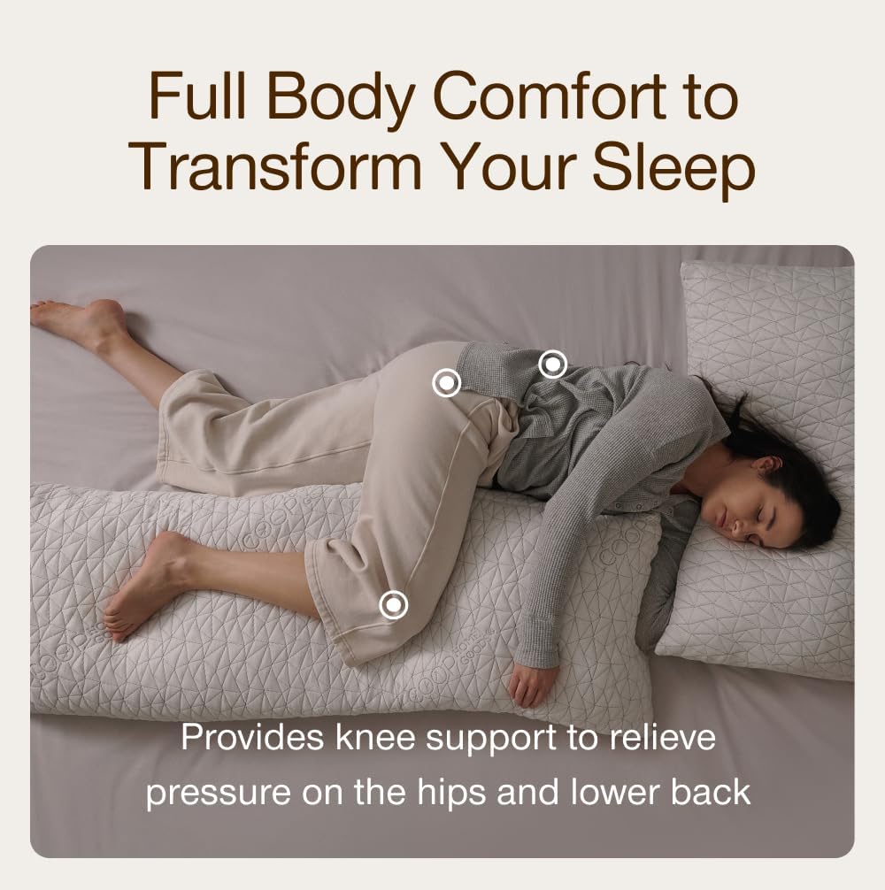 Coop Home Goods Original Adjustable Body Pillow (20x54) and Ultra-Tech Waterproof Pillow Protector Bundle for Pregnancy, Full Body…