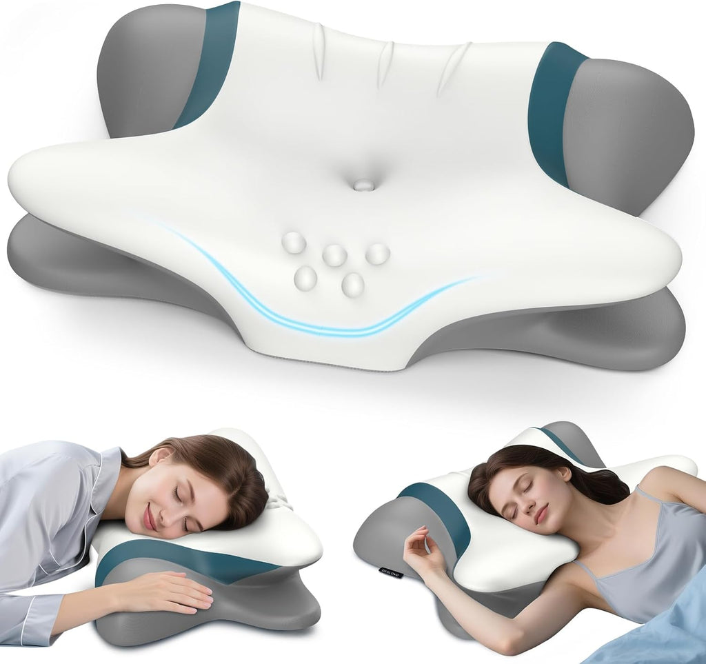 beslovo Cervical Neck Pillow for - Ergonomic Side Sleeper for Sleeping, Cooling Memory Foam Pillows for Neck Support, Contour Orthopedic Be…