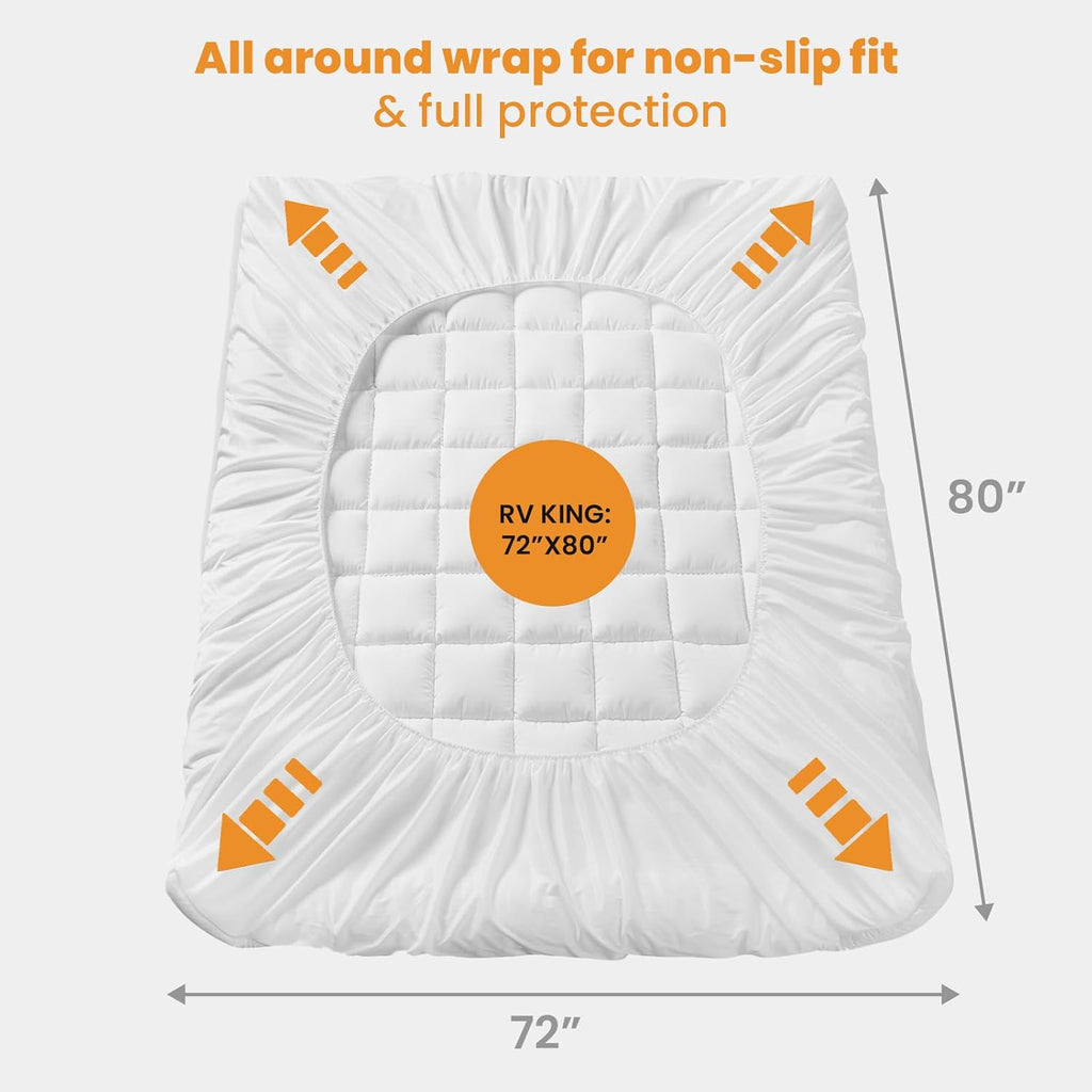 Matbeby RV King Mattress Pad - Cooling Breathable Mattress Topper, Quilted Fitted Mattress Protector, Pillow Top Mattress Cover with 8-21"…