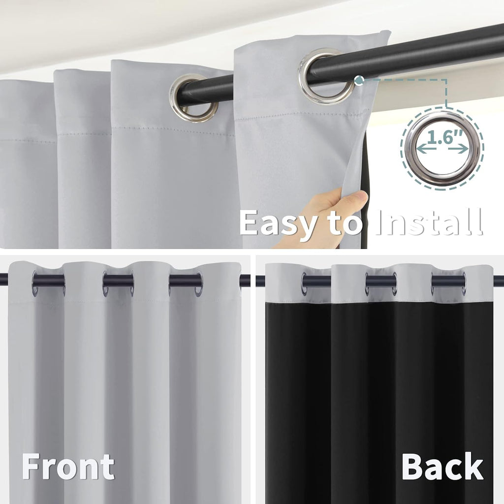 BGment Thermal Insulated 100% Blackout Curtains for Bedroom with Black Liner, Double Layer Full Room Darkening Noise Reducing Grommet Curta…