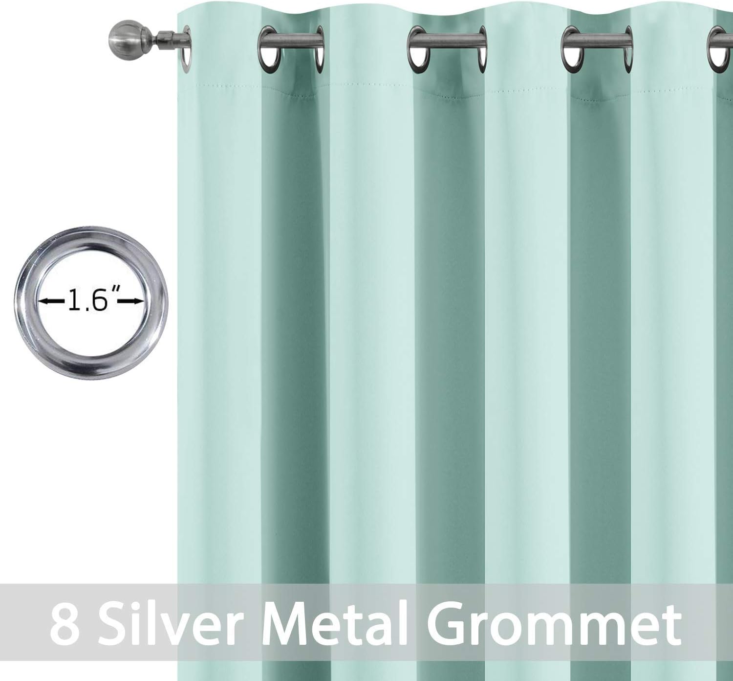 Yakamok Room Darkening Grommet Window Drapes Thermal Insulated Light Blocking Blackout Curtains for Bedroom(52Wx54L, Aqua,2 Panels)