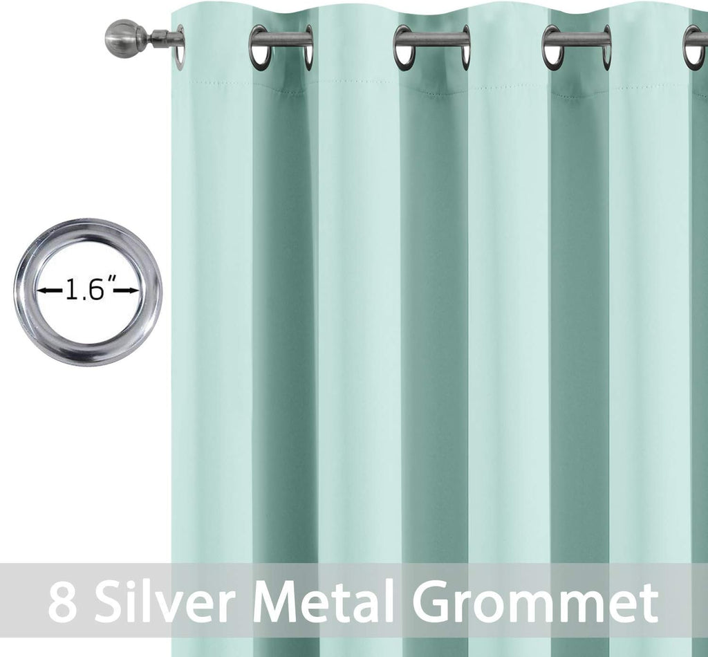 Yakamok Aqua Blackout Curtains, Thermal Insulated Light Blocking Blackout Drapes for Living Room(52Wx45L,2 Panels)